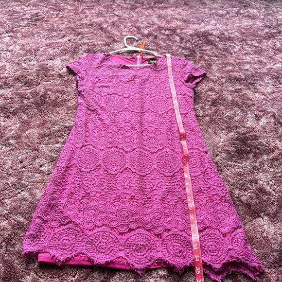 Laundry by Shelli Segal Elegant Purple  Pink Lace Midi Dress size 2 - Picture 7 of 9
